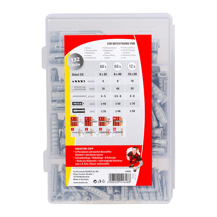 fischer Meister-Box - SX Plus Spreizdübel-Sortiment 132 Stück
