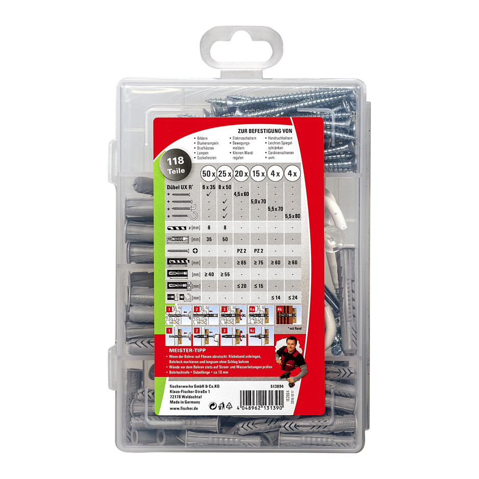 Fischer MeisterBox UX + Schrauben + Haken