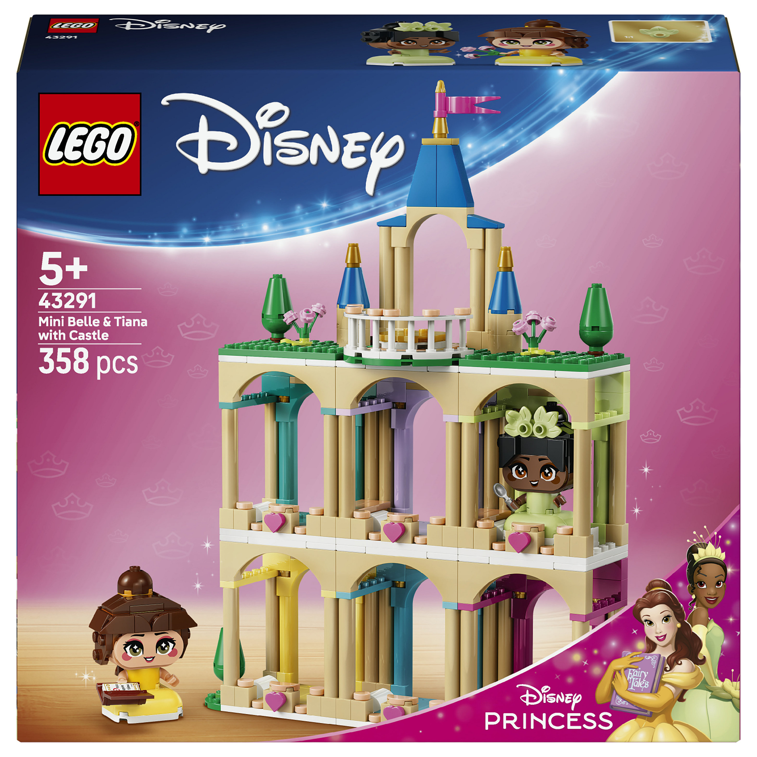 LEGO 43291 Disney Princess Die Mini-Prinzessinnen Belle und Tiana mit ihrem Schloss Spielwaren