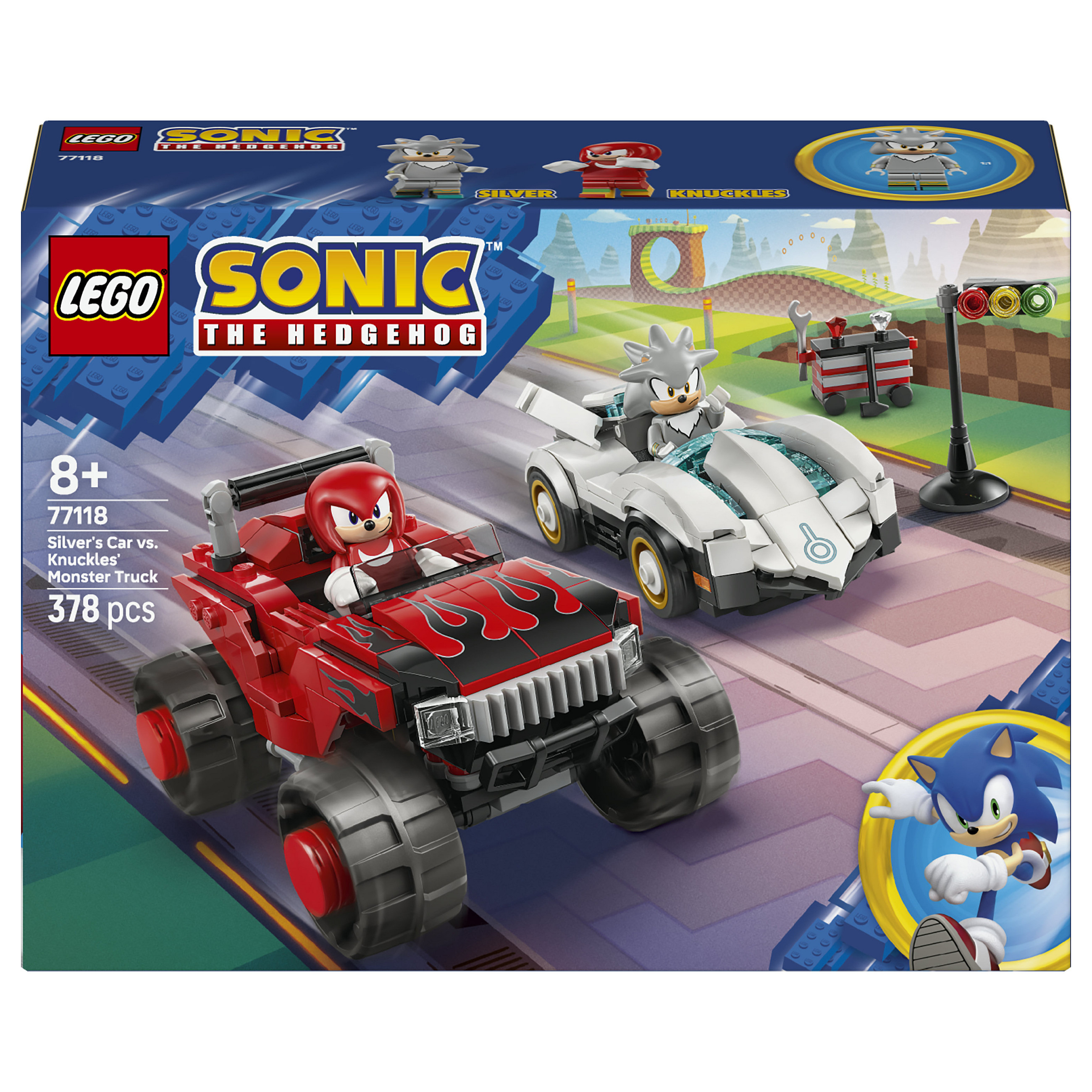 LEGO Sonic the Hedgehog Silver's Car vs. Knuckles' Monster Truck 77118 Spielwaren