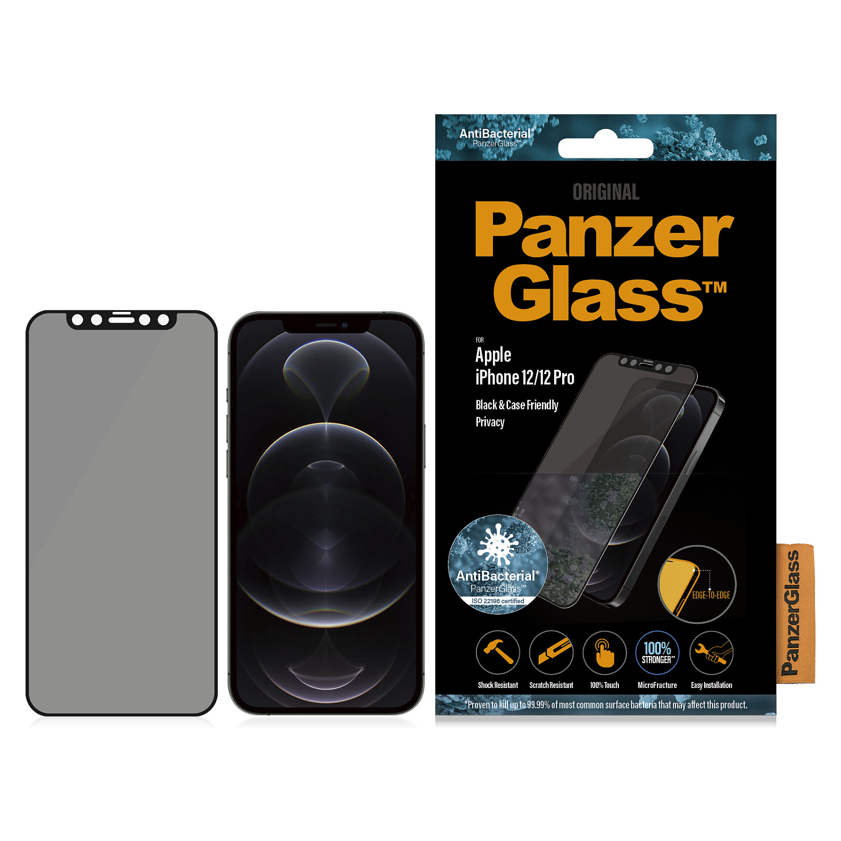 PanzerGlass E2E iPhone 12/12 Pro, CF, Privacy Antibakt.