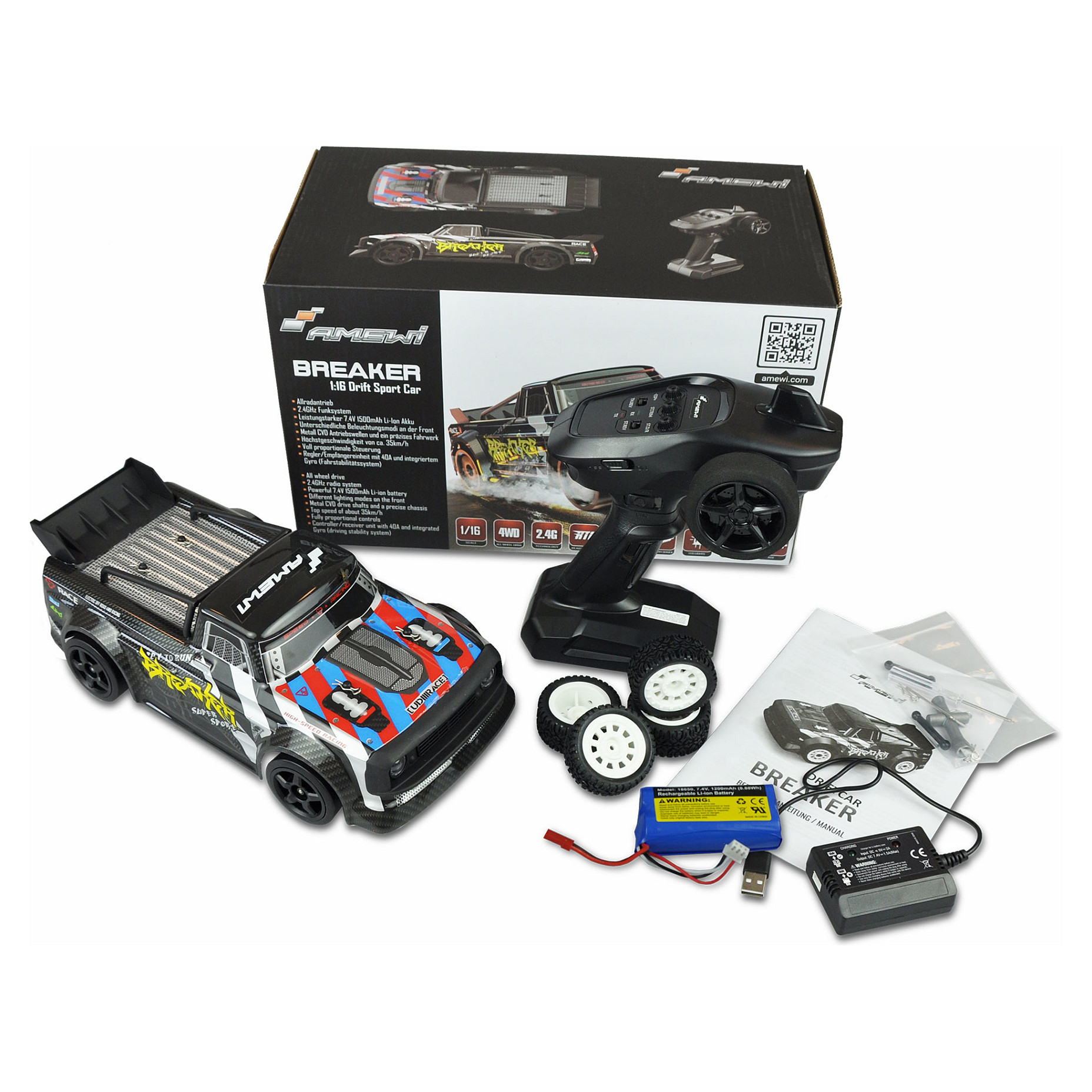 Amewi Breaker - Sportwagen - 1:16 - 14 Jahr(e) - 1200 mAh - 604 g