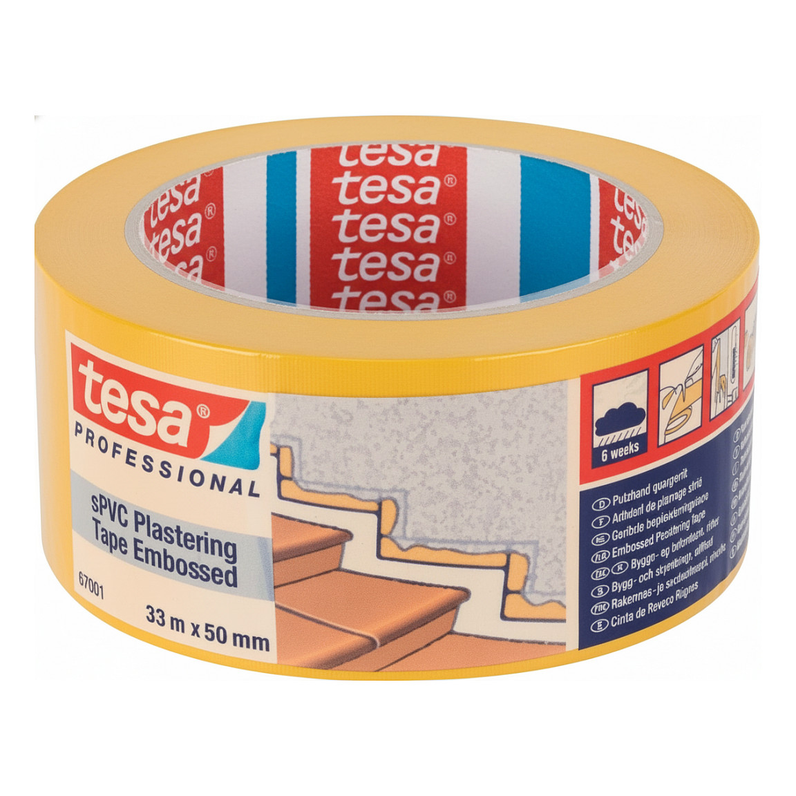 Tesa Putzband, sPVC 33m x 50mm quergerillt gelb 67001 Werkzeuge