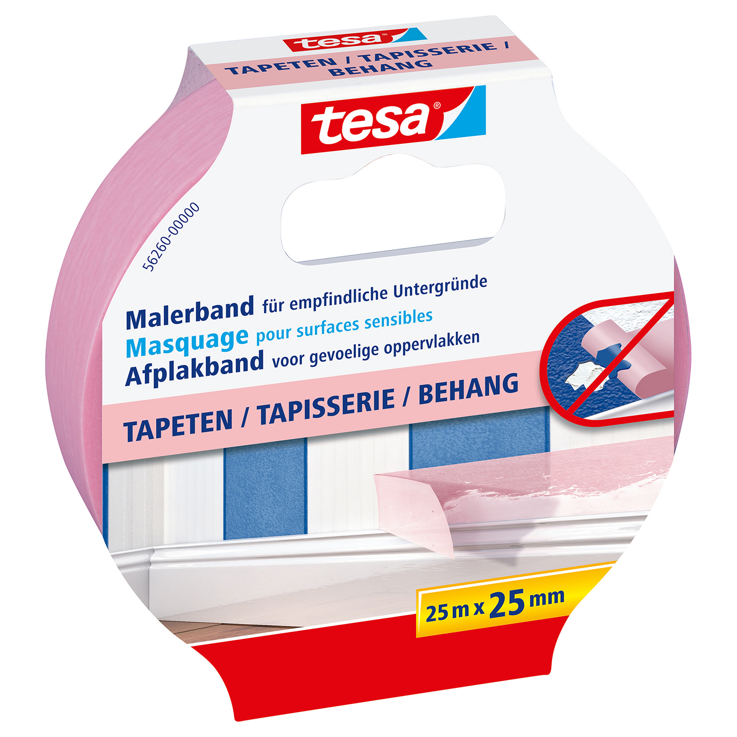 Tesa Kreppband 25m x 25mm Preci.indoor rosa 56260
