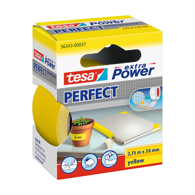 Tesa Gewebekleb. 2,75m x 38mm extra Power gelb Perfekt 56343 Werkzeuge