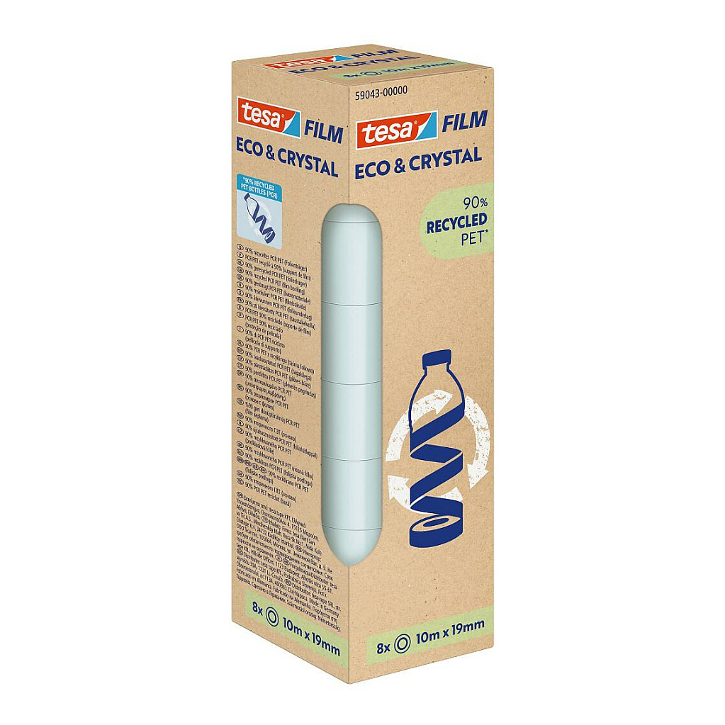 tesa Klebefilm PET Eco & Crystal - 19mm x 10m klar 8 Rollen Tower.