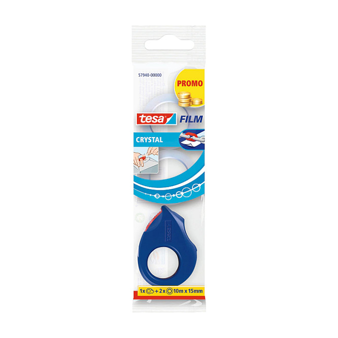 tesa Klebeband Mini Abroller + 2x Crystal 15 mm / 10 m