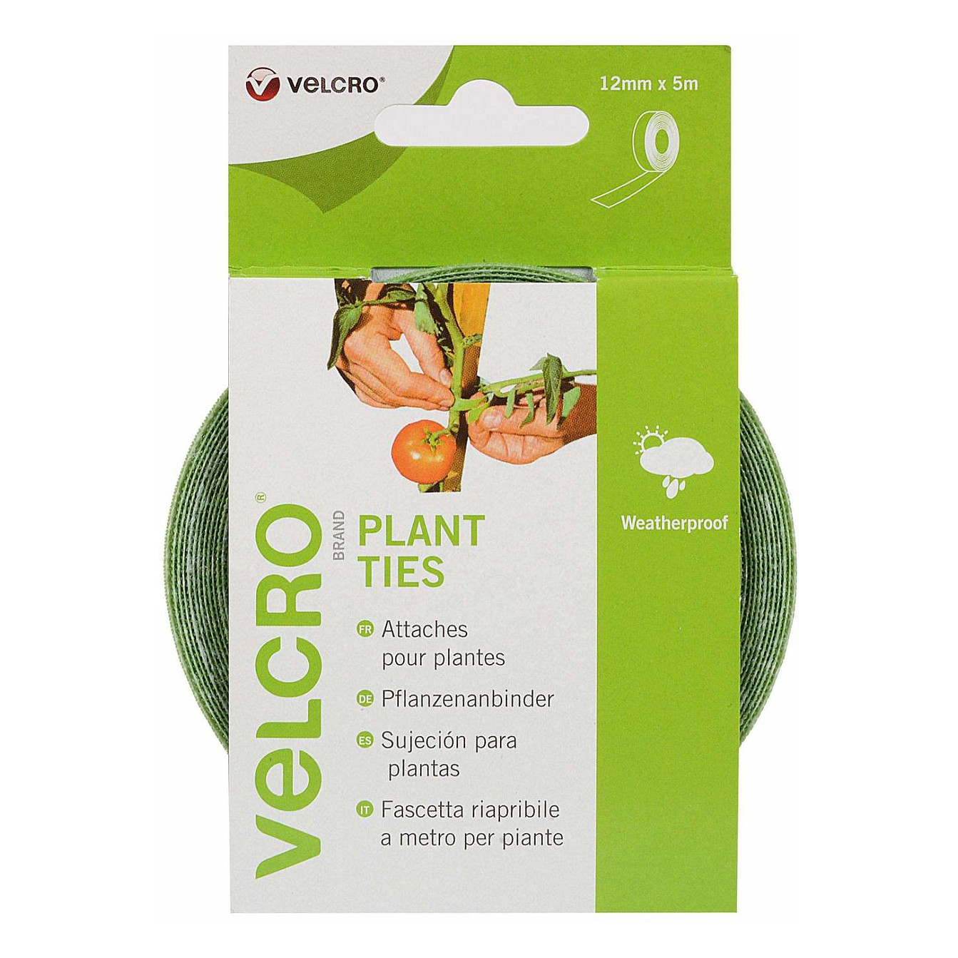 VELCRO ONE-WRAP Klettband Pflanzenanbinder, ONE-WRAP Band 12mm x 5m Grn