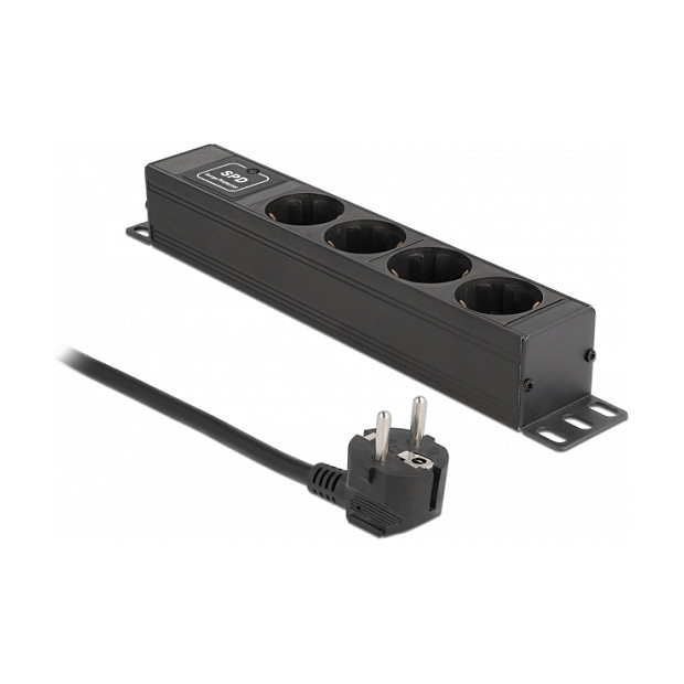 Delock Steckdosenleiste 4-fach mit Überspannungsschutz 1 HE schwarz