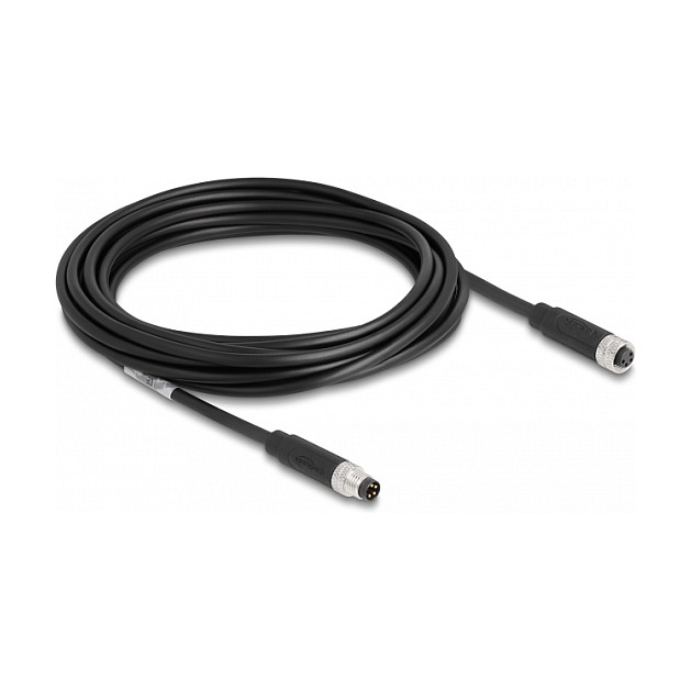 Delock M8 A-kodiert 4 Pin Kabel Stecker zu Buchse PUR (TPU) 5 m