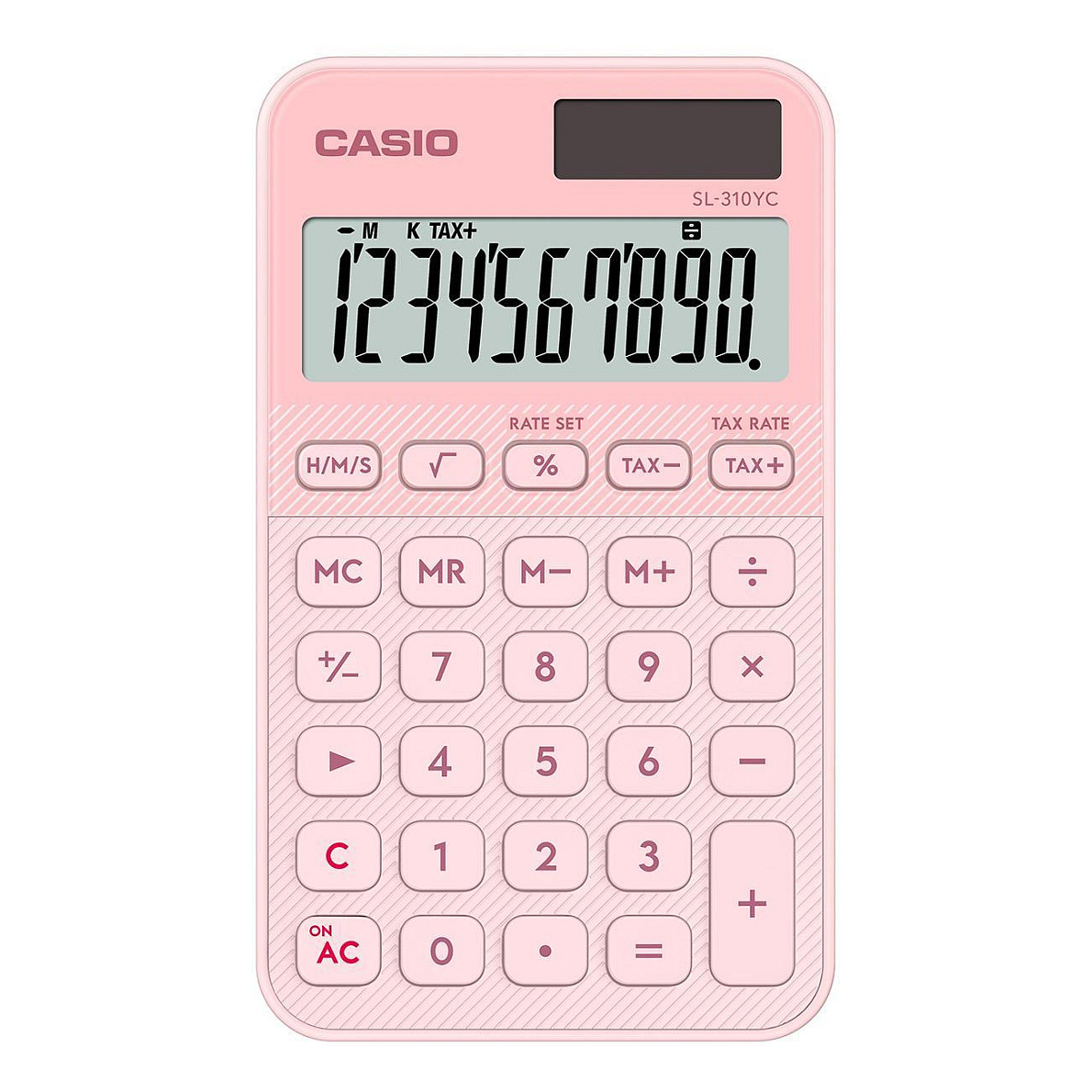 Calculatrice Casio SL-310YC Rose Clair 10 Chiffres Énergie solaire avec Étui