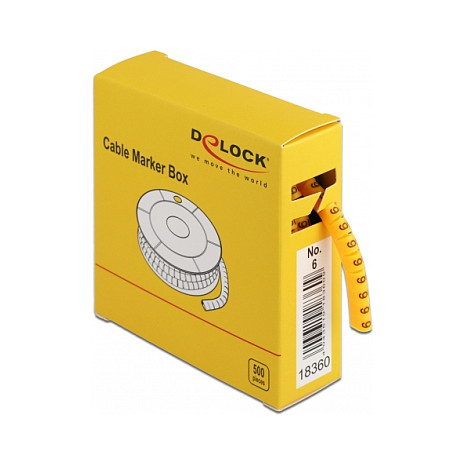 Delock Kabelmarker Box, Nr: 6, gelb, 500 Stück