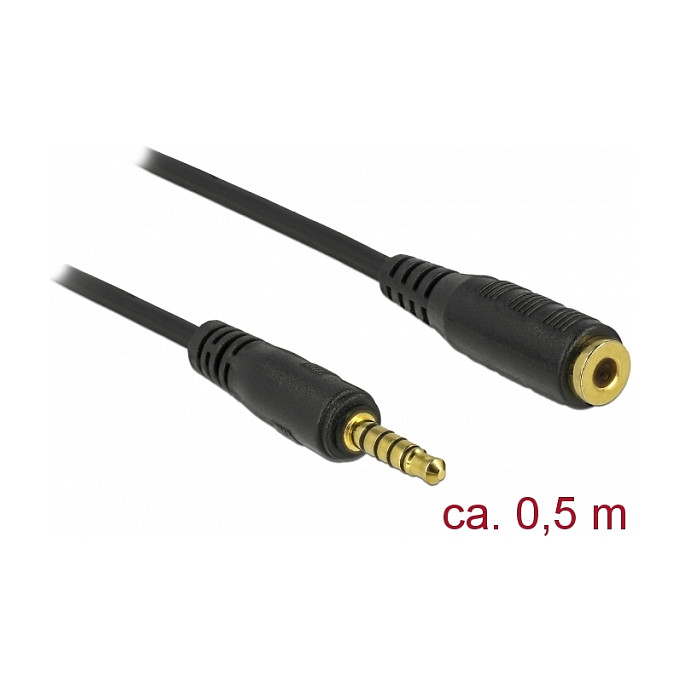 Delock Verlängerungskabel Klinke 3,5 mm 5 Pin Stecker zu Buchse 0,5 m schwarz