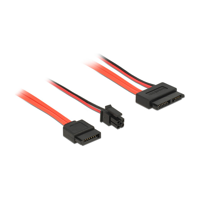 DeLOCK 0.3m, SATAIII 7p + 4p/Slim SATAIII 13p SATA cable Computer