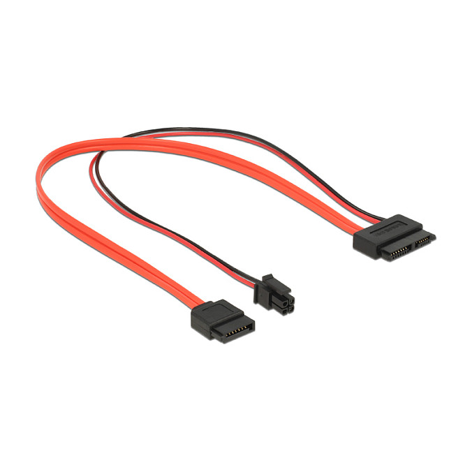 DeLOCK 0.3m, SATAIII 7p + 4p/Slim SATAIII 13p SATA cable