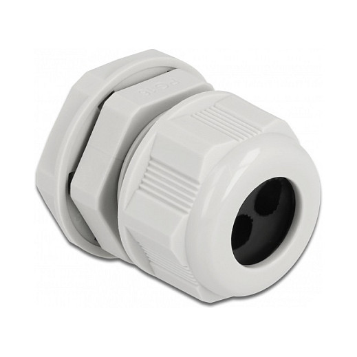 Delock Kabelverschraubung PG16 für Rundkabel mit zwei Kabeleinführungen grau 2 Stück