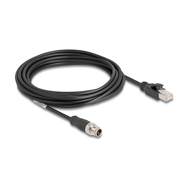 Delock M12 Kabel X-kodiert 8 Pin Stecker zu RJ45 Stecker PVC 5 m