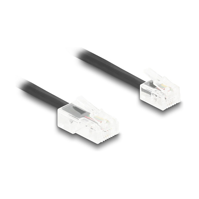 Delock Telefonkabel / Spiralkabel RJ11 Stecker zu RJ45 Stecker schwarz 10 m