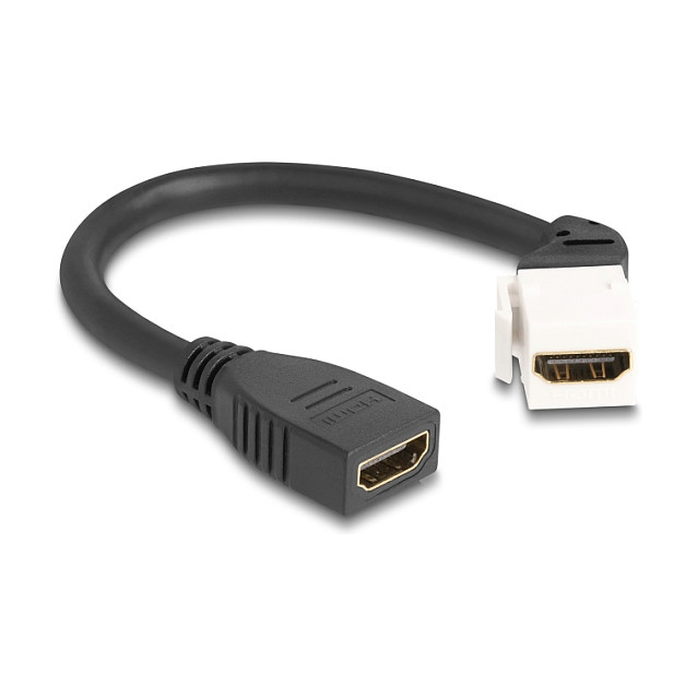 Delock Keystone Modul Kabel HDMI Buchse zu Buchse 45° gewinkelt 8K 60 Hz 20 cm schwarz