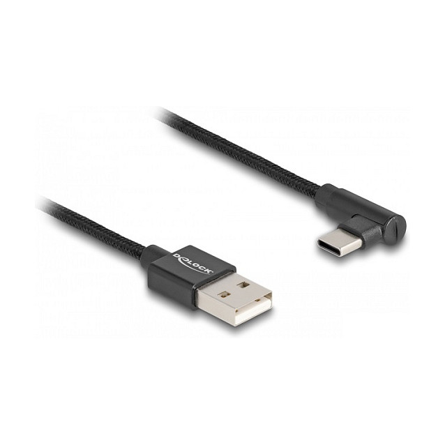 Delock USB 2.0 Kabel Typ-A Stecker zu USB Type-C™ Stecker gewinkelt 2 m schwarz