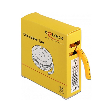 Delock Kabelmarker Box, Nr: 9, gelb, 500 Stück
