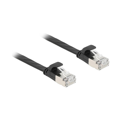 Delock RJ45 Flachband Patchkabel Stecker zu Stecker Cat.6A U/FTP 2 m schwarz