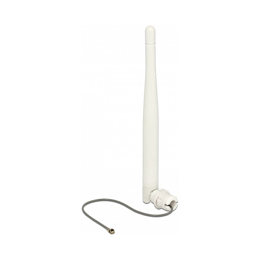 Delock WLAN 802.11 b/g/n Antenne I-PEX Inc., MHF® I Stecker 3 dBi omnidirektional 1.13 12 cm flexibel Clip weiß