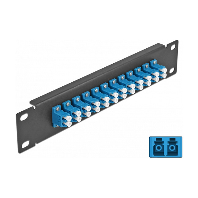 Delock 10? LWL Patchpanel 12 Port LC Duplex blau 1 HE schwarz
