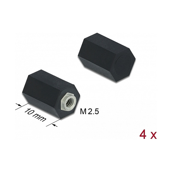 Abstandshalter M2.5, Sechskant, Innen, 10 mm schwarz 4 Stück