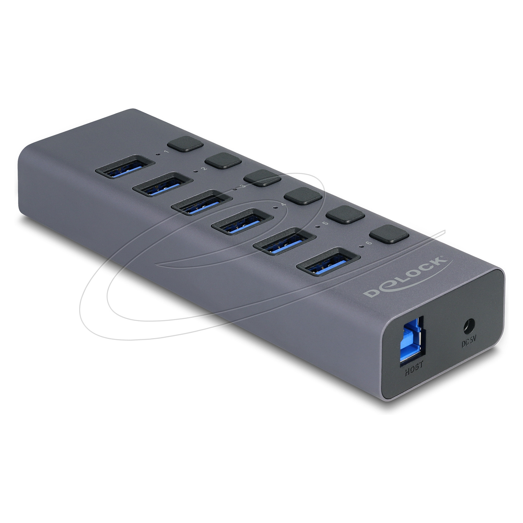 Externer USB 5 Gbps 6 Port Hub mit Schalter und SD / Micro SD Slot
