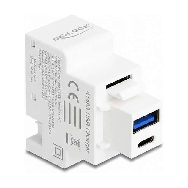 Keystone Modul mit USB Typ-A und USB Type-Câ„¢ Ladebuchse PD 20 W weiß USB