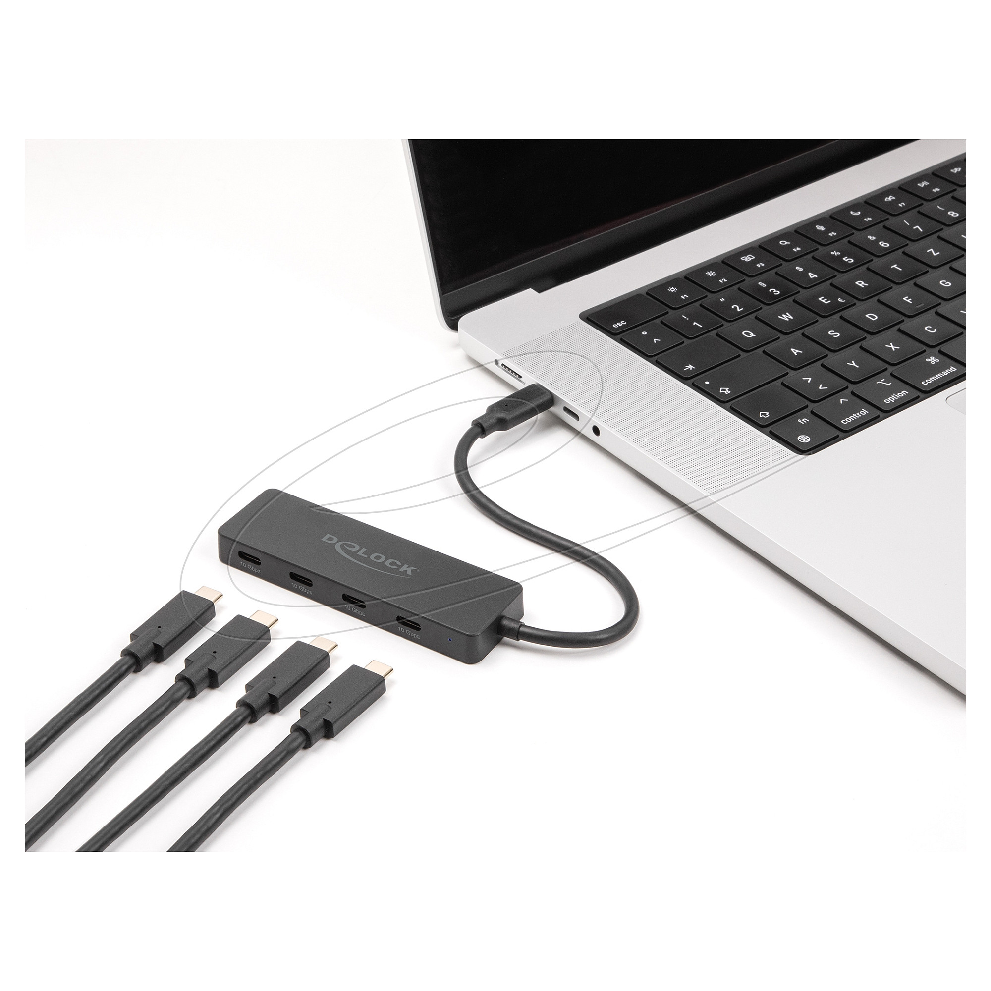 USB 10 Gbps USB Type-Câ„¢ Hub mit 4 x USB Type-Câ„¢ Buchse schwarz