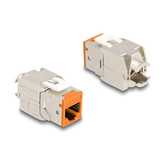 Delock Keystone Modul RJ45 Buchse zu LSA Cat.6A werkzeugfrei orange Set 10 Stück