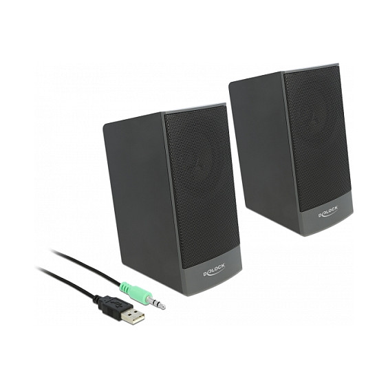 Stereo 2.0 PC Lautsprecher mit 3,5 mm Klinkenstecker und USB Stromversorgung