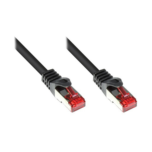 GoodConnections Patchkabel mit Rastnasenschutz, Cat. 6, S/FTP, PiMF, PVC, 250MHz, schwarz, 20m, Netzwerk