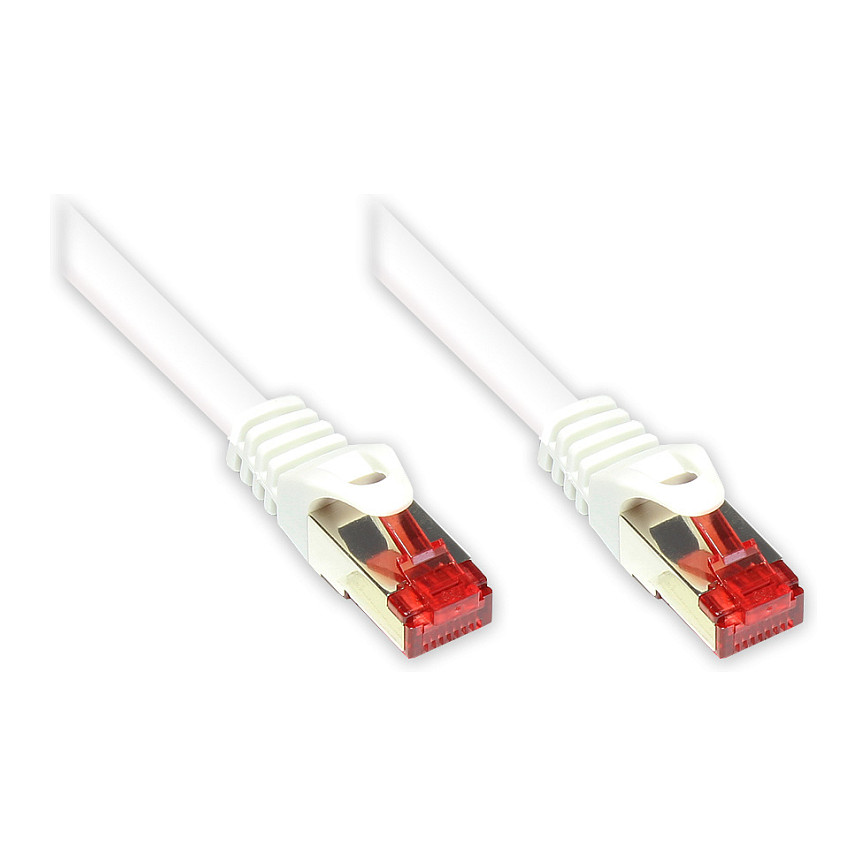 GoodConnections Patchkabel mit Rastnasenschutz, Cat. 6, S/FTP, PiMF, PVC, 250MHz, weiß, 30m, Netzwerk