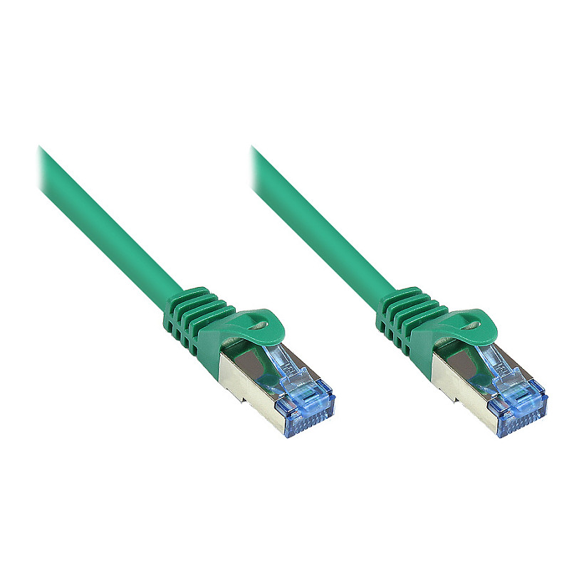 GoodConnections Patchkabel mit Rastnasenschutz, Cat. 6A, S/FTP, PiMF, halogenfrei, 500MHz, grün, 15m, Netzwerk