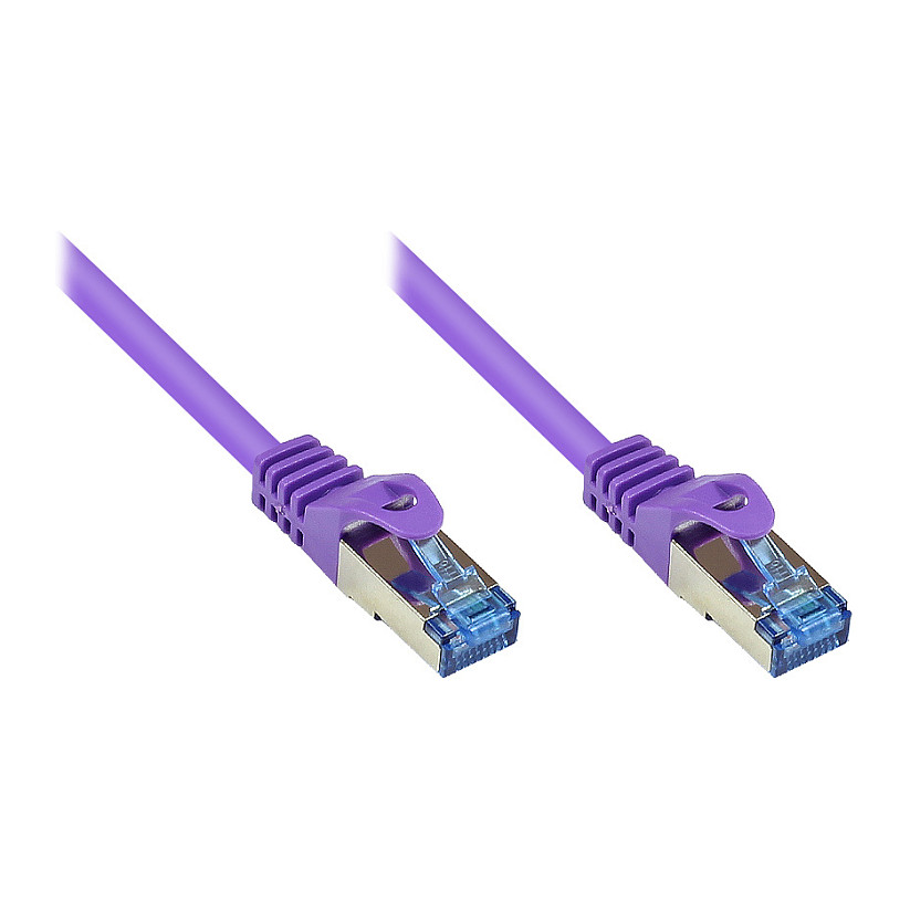 GoodConnections Patchkabel mit Rastnasenschutz, Cat. 6A, S/FTP, PiMF, halogenfrei, 500MHz, violett, 15m, Netzwerk