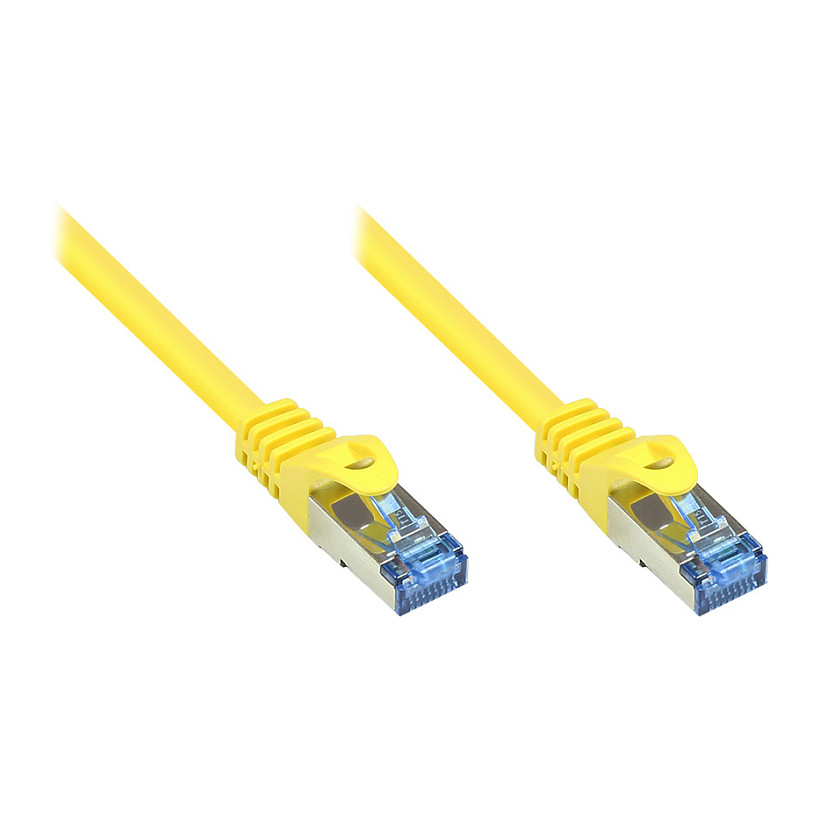 GoodConnections Patchkabel mit Rastnasenschutz, Cat. 6A, S/FTP, PiMF, halogenfrei, 500MHz, gelb, 15m, Netzwerk
