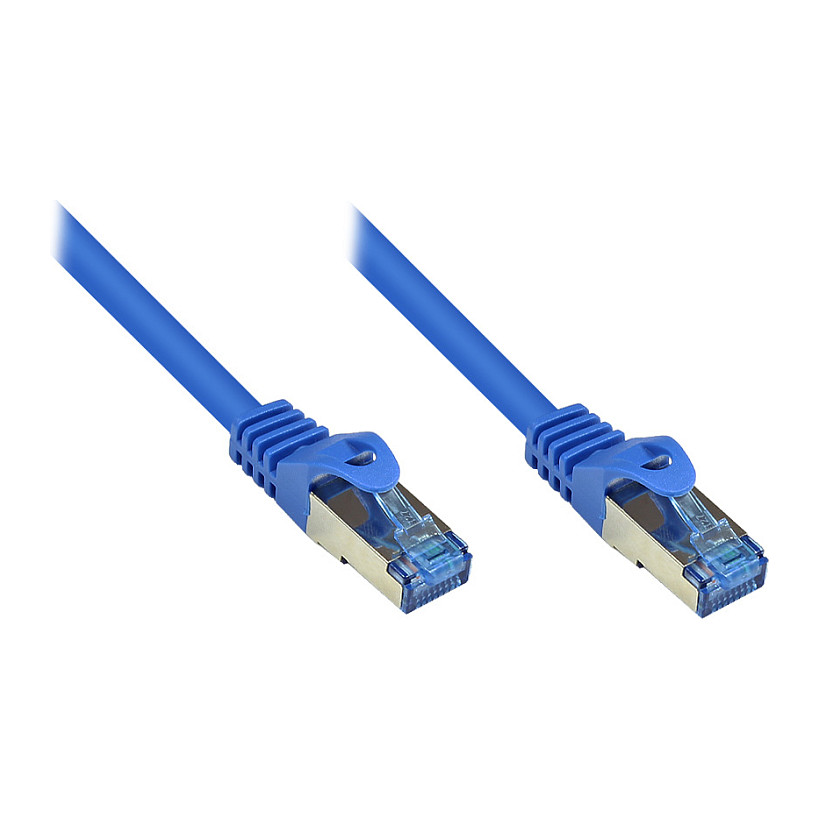 GoodConnections Patchkabel mit Rastnasenschutz, Cat. 6A, S/FTP, PiMF, halogenfrei, 500MHz, blau, 20m, Netzwerk