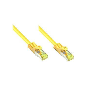 GoodConnections RJ45 Patchkabel mit Cat. 7 Rohkabel und Rastnasenschutz (), S/FTP, PiMF, halogenfrei, 500MHz, OFC, gelb, 25m, Netzwerk