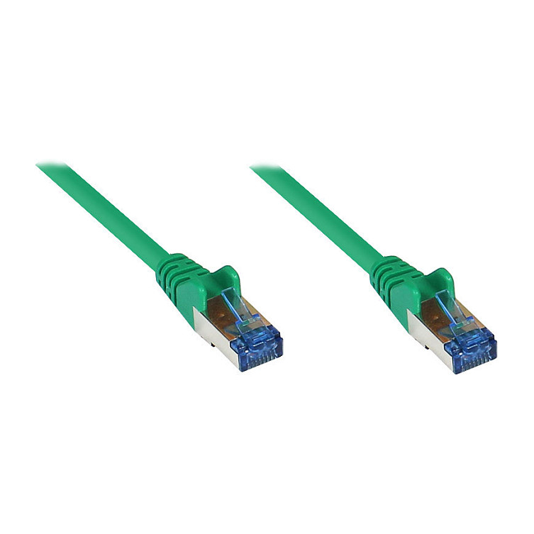 GoodConnections Patchkabel mit Rastnasenschutz, Cat. 6A, S/FTP, PiMF, halogenfrei, 500MHz, grün, 10m, Netzwerk