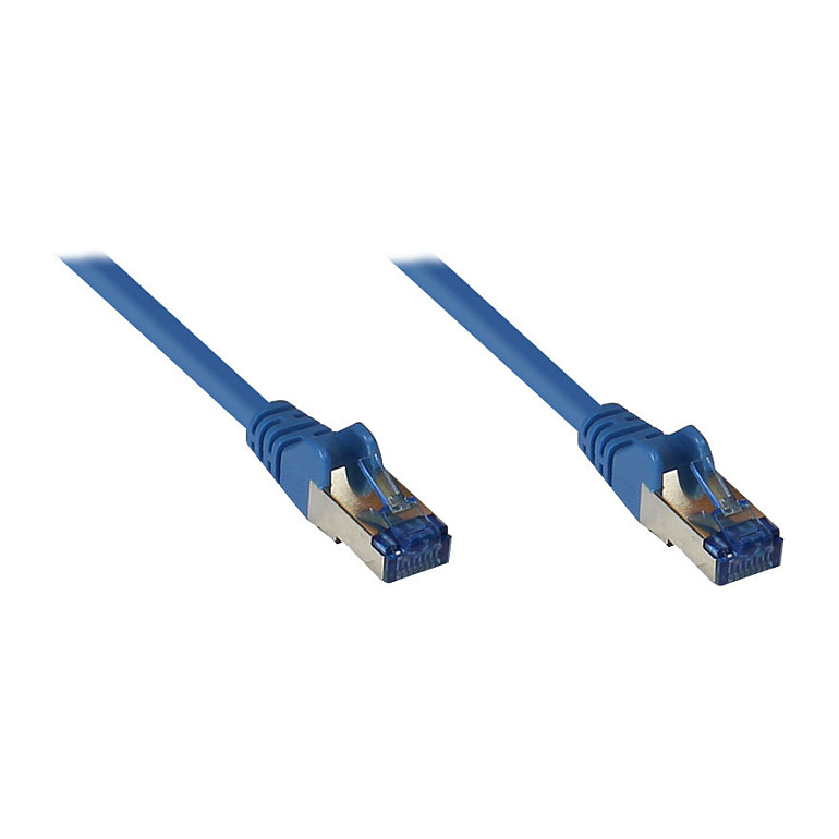 GoodConnections Patchkabel mit Rastnasenschutz, Cat. 6A, S/FTP, PiMF, halogenfrei, 500MHz, blau, 15m, Netzwerk