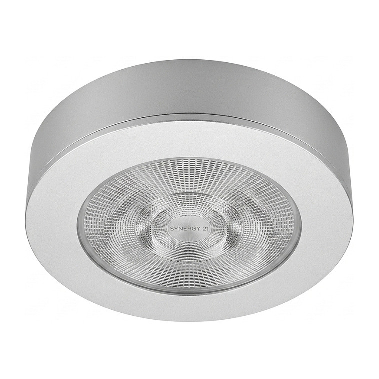 Synergy 21 LED Deckeneinbauspot Helios silber, rund, Aufputzrahmen Beleuchtung