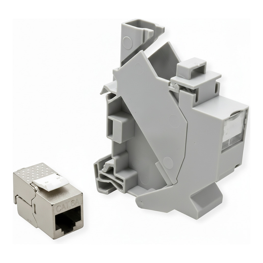 ROLINE Tragschienenadapter fr Keystone Module, inkl. Cat.6A Keystone, geschirmt, 45