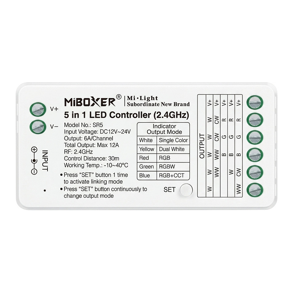 LED Controller S-Serie 5in1 RGB-WW (RGB-CCT) DC12~24V WiFi + 2.4G *Milight/Miboxer* Alexa Serie Beleuchtung