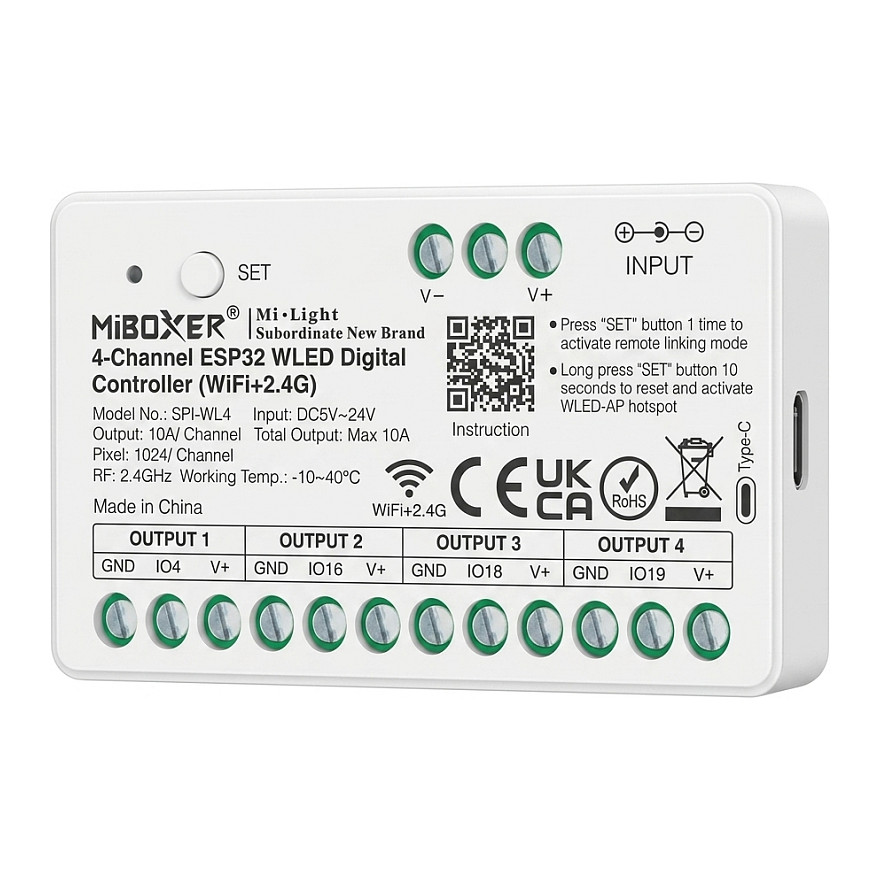 Pixel LED Controller SPI-Serie WLED (2.4GHz+Wifi) 4 Kanäle *Milight/Miboxer* Beleuchtung