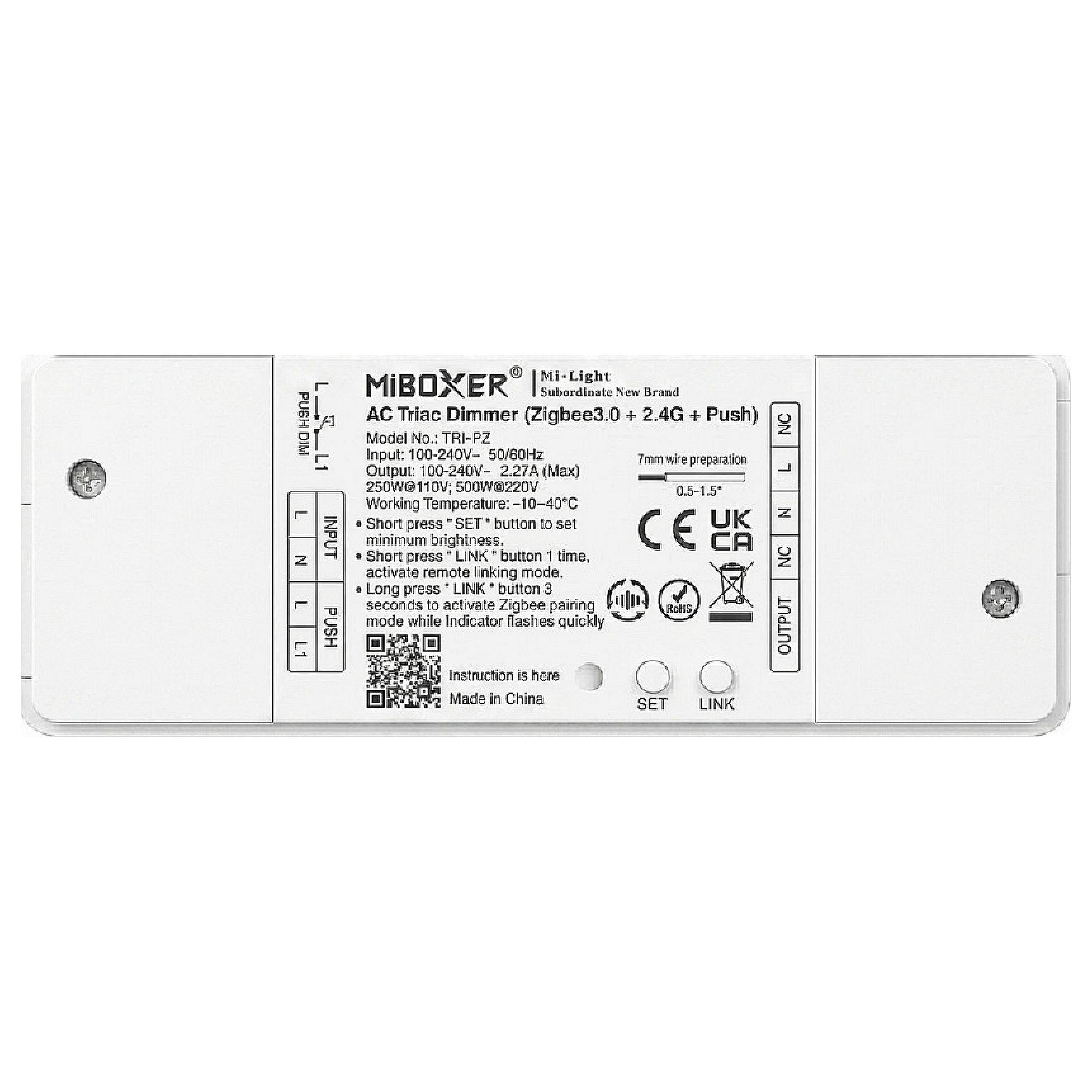 LED Dimmer Controller AC TRIAC 500W Zigbee 3.0+2,4G+Push *Milight/Miboxer* Beleuchtung