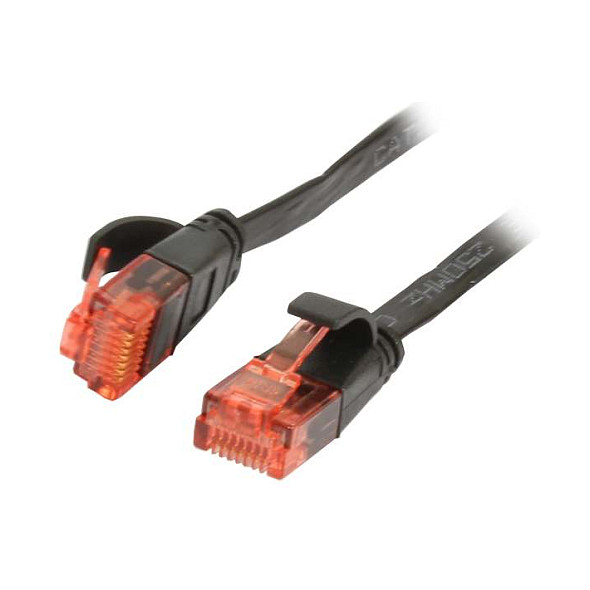 Synergy21 Patchkabel RJ45, CAT6 250Mhz, 1,0m schwarz, UTP(U/UTP), PVC, Flach Netzwerk