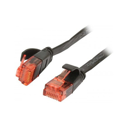 Synergy21 Patchkabel RJ45, CAT6 250Mhz, 2m schwarz, UTP(U/UTP), PVC, Flach Netzwerk